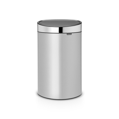 Brabantia Touch Bin Afvalemmer - 40 liter - kunststof binnenemmer - metallic grey - brilliant steel