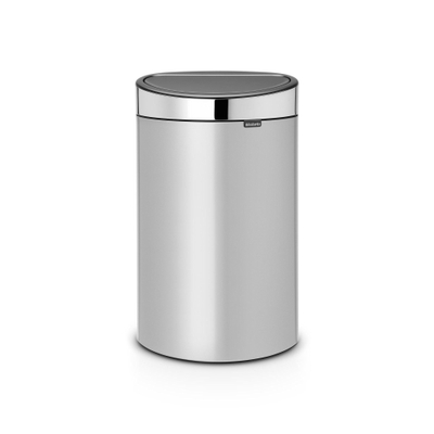 Brabantia Touch Bin Poubelle - 40 litres - seau intérieur en plastique - metallic grey - brilliant steel