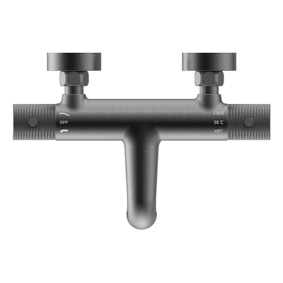 Wiesbaden Ribbd thermostatische badmengkraan hartafstand 15 cm gunmetal PVD