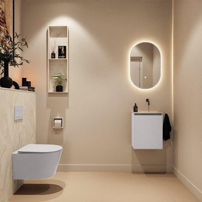 MONDIAZ TURE-DLUX Meuble toilette - 40cm - Cale - EDEN - vasque Ostra - position droite - sans trou de robinet