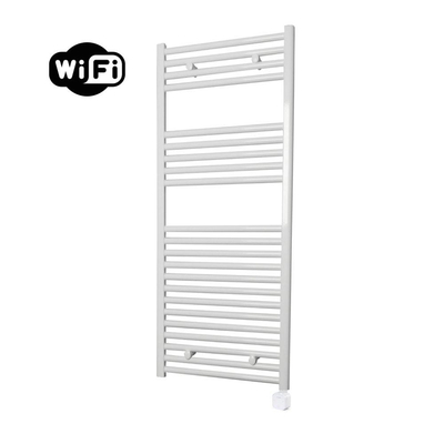 Sanicare HPW Elektrische Radiator - 111.8x45cm - 596W - wifi - thermostaat - wit - rechtsonder - wit