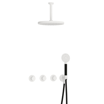 Hotbath Cobber IBS70 Regendoucheset - inbouw - 15cm plafondarm - 30cm ronde hoofddouche - 3 standen handdouche - mat wit