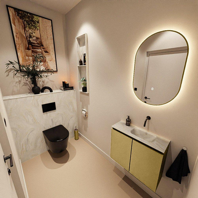 MONDIAZ TURE-DLUX Meuble WC 60cm Oro. Lavabo EDEN Ostra position droite. Sans trou de robinet.