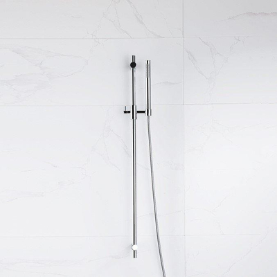 Fortifura Calvi ensemble barre de douche avec douchette stick, flexible de douche métallique chrome