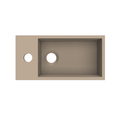 Arcqua Flair fontein - 36x18x9cm - cast marble - 1 kraangat - links - mat truffel