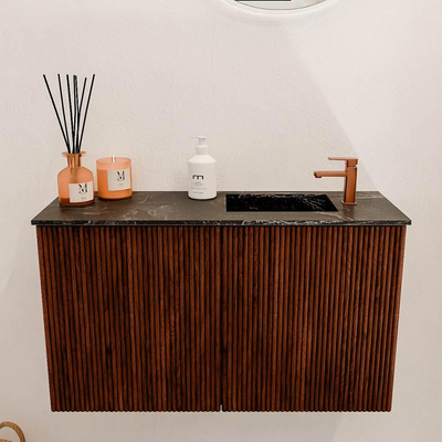Mondiaz JOYA-DLUX 70cm toiletmeubel - kleur Ruby - Wastafel FAYE positie Rechts 1 kraangat kleur Lava.