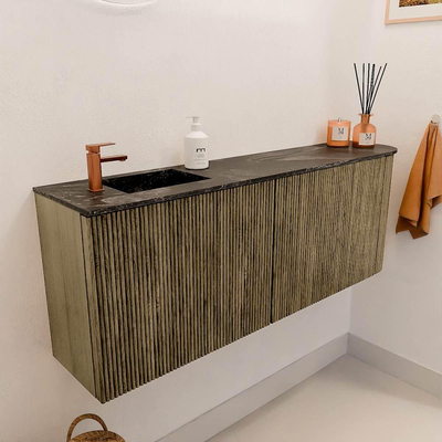 Mondiaz JOYA-DLUX 111.6cm toiletmeubel - ronding rechts kleur Dusk - Wastafel FAYE positie Links 1 kraangat kleur Lava.