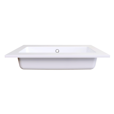 Arcqua Mira Lavabo encastré - 61x46x1.5cm - vasque simple - sans trou de robinet - marbre de synthèse - blanc brillant