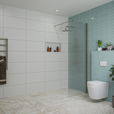 FugaFlow Eccelente Vetro Douche à l'italienne - 70x200cm - verre nervuré - Gunmetal brossé