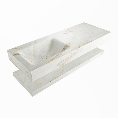 MONDIAZ ALAN - DLUX Ensemble meuble de salle de bains - 120cm - tablette - Frappe - lavabo suspendu - vasque à gauche - 1 trou de robinet - Frappe