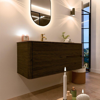 Mondiaz CIRO-DLUX Ensemble de meubles de salle de bains - 120x45x50cm - Vasque solid surface Oza - 1 bassin à gauche - 1 trou de robinet - 2 tiroirs - Shadow