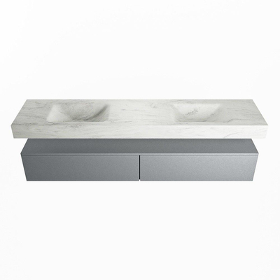MONDIAZ ALAN - DLUX Badkamermeubelset - 200cm - onderkast - Plata - 2 lades - vrijhangende wastafel - 2 wasbakken - 2 kraangaten - Opalo