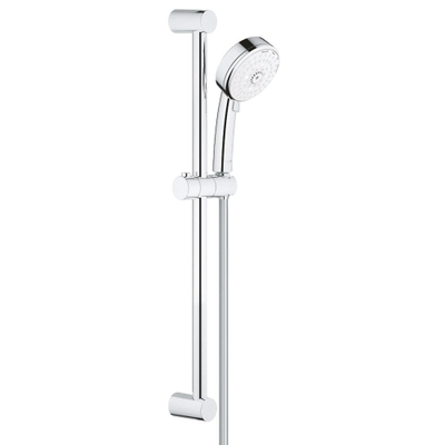 GROHE New Tempesta Cosmopolitan 100 Ensemble de douche - 60cm - douchette ronde - 4 types de jet - flexible de douche lisse - chrome/blanc