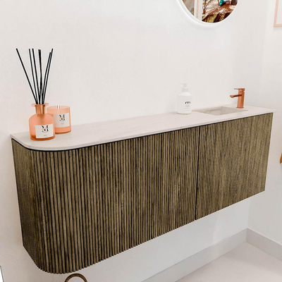 Mondiaz JOYA-DLUX 111.6cm toiletmeubel - ronding links kleur Dusk - Wastafel FAYE positie Rechts 1 kraangat kleur Meli.