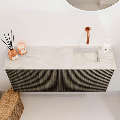 Mondiaz JOYA-DLUX 90cm meuble de toilette - couleur Shadow - Lavabo FAYE position Droite Sans trou de robinet couleur Ostra.