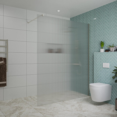 FugaFlow Eccelente Vetro douche à l'italienne salle de bain - 160x200cm - verre strié - bras mural - inox brossé