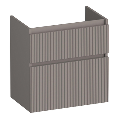 BRAUER Delight Wavy wastafelonderkast ondiep 60 2 softclose lades - greeploos - 1 sifon uitsparing - mat taupe