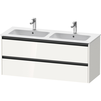 Duravit Ketho.2 Wastafelonderbouwkast - met 2 laden - voor dubbele wastafel - 128x48x55cm - met grepen antraciet - hoogglans wit