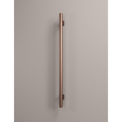 Hotbath &MORE Handdoekradiator - 5x115cm - rond - met geintergreerde schakelaar - verticaal - geborsteld koper PVD