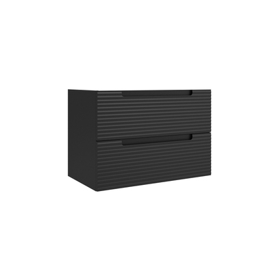 Saniclass Prime Balance Meuble sous lavabo - 80x55x44.9cm - 2 tiroirs - Poignée intégrée - MDF - noir mat