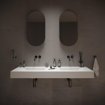 Ideavit SolidVolo Wastafel 140x48x11cm 0 kraangaten Solid surface mat wit