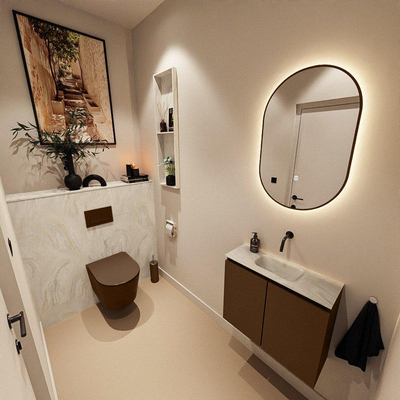 MONDIAZ TURE-DLUX 60cm toiletmeubel Rust. EDEN wastafel Ostra positie midden. Zonder kraangat.