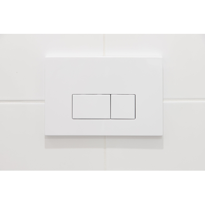Geberit Réservoir encastré UP320 avec plaque de commande QeramiQ push - double chasse - boutons rectangulaires - plastique blanc brillant