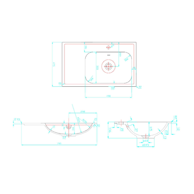 Best Design wastafel 80cm voor splash meubel met kraangat wit