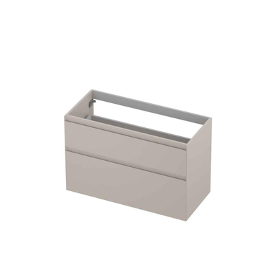 INK Wastafelonderkast - 100x45x65cm - 2 lades - greeploos - MDF lak - Mat kasjmier grijs