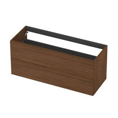 INK Meuble sous-lavabo - 120x45x52cm - 2 tiroirs - poignées rapportées - MDF - Noyer chaud