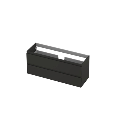 INK Wastafelonderkast - 120x40x52cm - 2 lades - greeploos - MDF lak - Antraciet mat