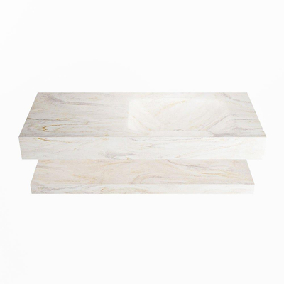 MONDIAZ ALAN - DLUX Badkamermeubelset - 110cm - planchet met vrijhangende wastafel - wasbak rechts - 0 kraangaten - Ostra