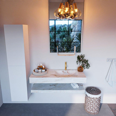 MONDIAZ ALAN - DLUX Ensemble de meubles de salle de bains - 110cm - tablette avec lavabo suspendu - vasque à droite - 1 trou de robinet - Frappe