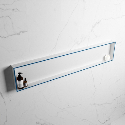Mondiaz Easy nis 29.5x149.5x8cm voor Inbouw/opbouw 1 open vak Solid surface Talc/Jeans
