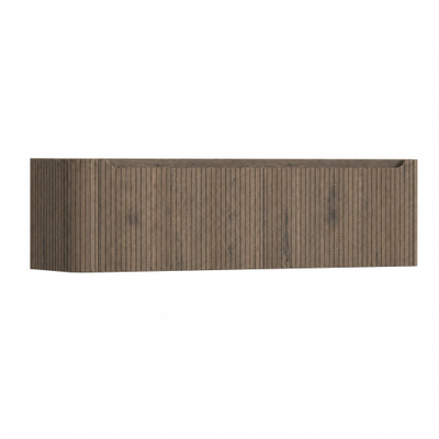 H&R Badmeubelen Juice Wastafelonderkast - 160x45x40cm - linkerhoek afgerond - 3D-front - 2 lades - geïntegreerde greep - tucson oak