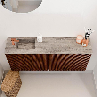 Mondiaz JOYA-DLUX 100cm meuble de toilette - couleur Ruby - Vasque FAYE position Gauche 1 trou de robinet couleur Oza.