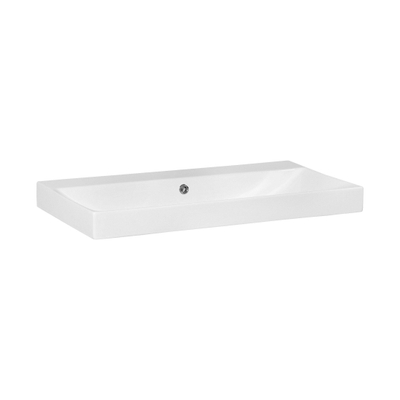 Saniclass Wave Lavabo-meuble - 80x46x7.5cm - trop-plein - 1 cuve - sans trou de robinetterie - céramique - blanc