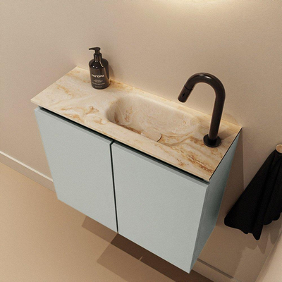 MONDIAZ TURE-DLUX 60cm toiletmeubel Greey. EDEN wastafel Frappe positie rechts. Met 1 kraangat.