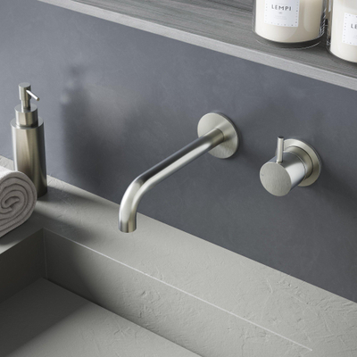 Hotbath Cobber Partie apparente - pour robinet de lavabo - bec 18 cm - Nickel brossé