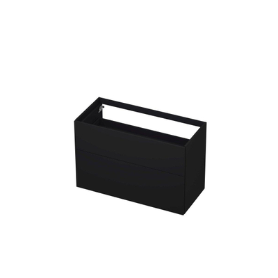 INK Wastafelonderkast - 100x45x65cm - 2 lades - push to open - met rechte opdekfronten - MDF lak - Zwart mat
