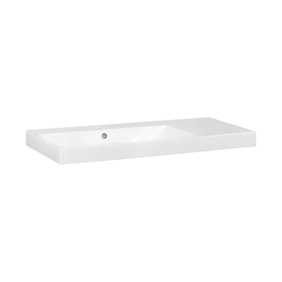 Saniclass Wave Lavabo pour meuble - 100x46x7.5cm - trop-plein - 1 cuve à gauche - 1 trou de robinet - céramique - blanc