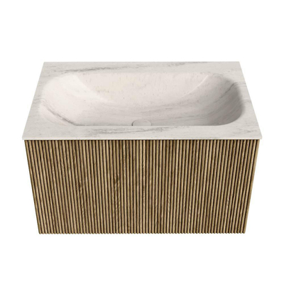 MONDIAZ KURVE-DLUX Meuble de salle de bains 70cm couleur Dusk avec 1 tiroir et 0 portes. Lavabo BIG SMALL Milieu 1 trou de robinet Meli.