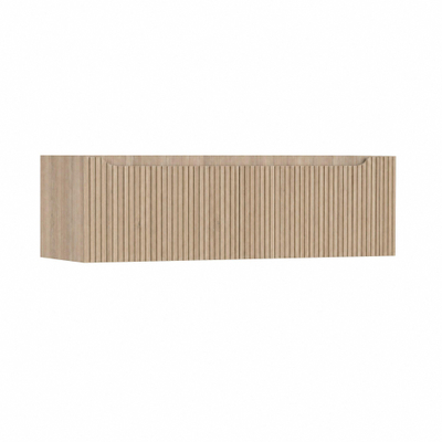 H&R Badmeubelen Juice Wastafelonderkast - 140x45x40cm - rechterhoek afgerond - 3D-front - 2 lades - geïntegreerde greep - rockford oak