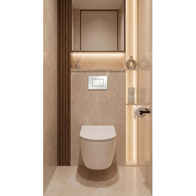 QeramiQ Dely Toiletset - Grohe inbouwreservoir - witte bedieningsplaat - toilet - zitting - mat wit