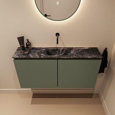 MONDIAZ TURE-DLUX Meuble toilette - 100cm - Army - EDEN - vasque Lava - position centrale - sans trou de robinet