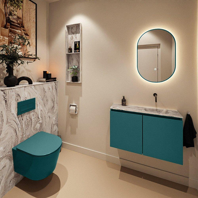 MONDIAZ TURE-DLUX 80cm toiletmeubel Smag. EDEN wastafel Glace positie rechts. Zonder kraangat.