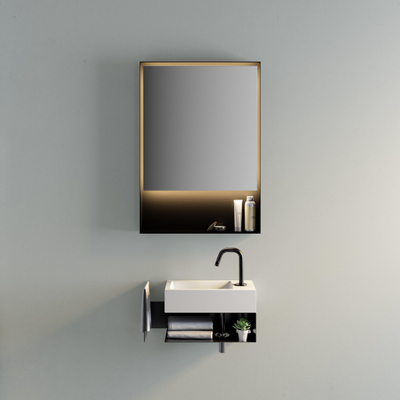 Clou Flush étagère ouverte 44x18x20,5cm avec porte-serviettes gauche acier inoxydable noir thermolaqué