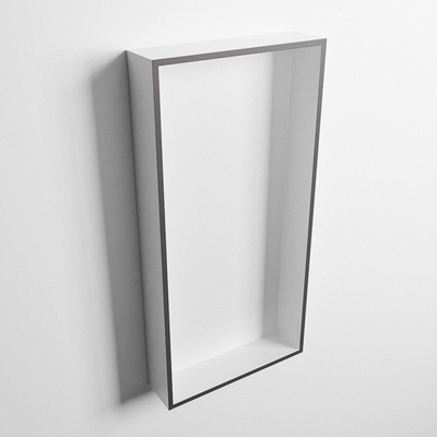 Mondiaz Easy nis 29.5x59.5x8cm voor Inbouw/opbouw 1 open vak Solid surface Talc/DarkGrey