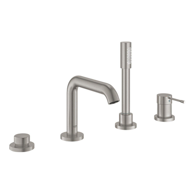 Grohe Essence New Afdekset - 4-gats badrandcombinatie - met douchegarnituur - Supersteel (RVS)