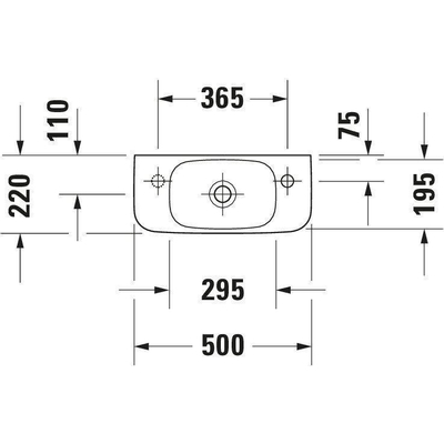 Duravit Durastyle fontaine 50x22 cm. trou de robinet à gauche blanc